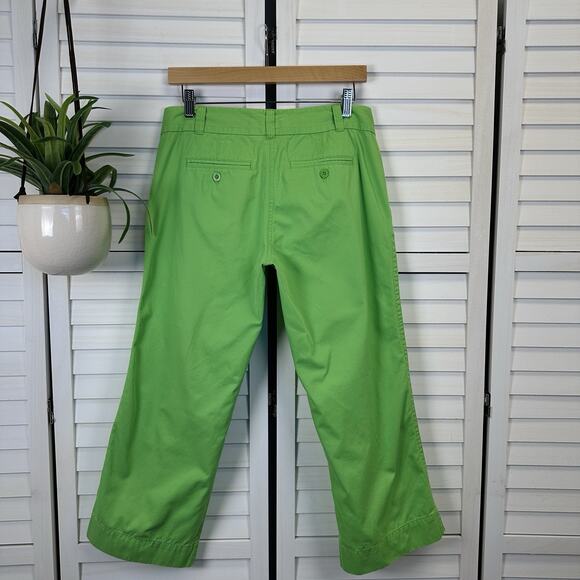Vintage Lilly Pulitzer White Label Capri Crop Pants Bright Green Palm Size 6 - Picture 5 of 10